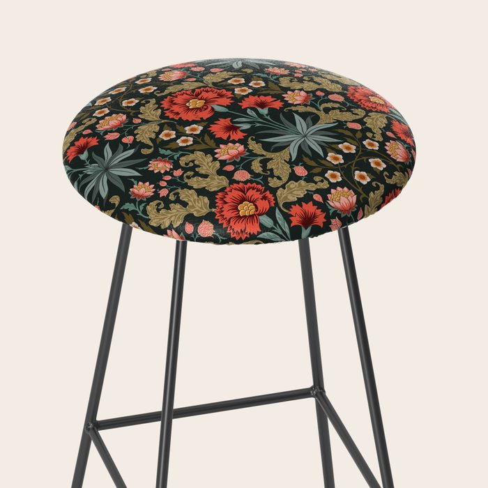 Victorian Carnation in Moody Red and Green Stool Gallery Image 2