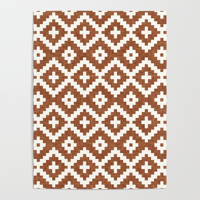 woven aztec geometric - ginger orange Poster Gallery Image 4