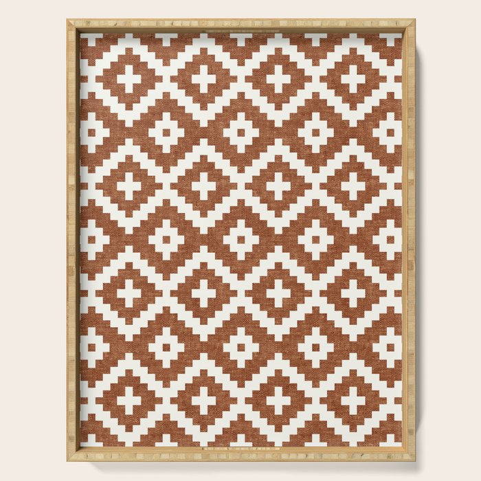 woven aztec geometric - ginger orange Serving Tray Gallery Image 1