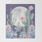 Desert Cactus Full Moon Succulent Garden on Purple Throw Blanket Gallery Image 2