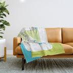Mid-Century Modern Rectangle Design Blue Green and Gray Throw Blanket Gallery Image 1