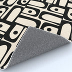 Mid Century Modern Piquet Abstract Multi Geometric Pattern in Black and Almond Cream Rug Gallery Image 4