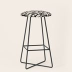 Mid Century Modern Piquet Abstract Multi Geometric Pattern in Black and Almond Cream Stool Gallery Image 1