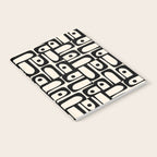 Mid Century Modern Piquet Abstract Multi Geometric Pattern in Black and Almond Cream Notebook Gallery Image 2
