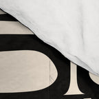 Mid Century Modern Piquet Abstract Multi Geometric Pattern in Black and Almond Cream Comforter Gallery Image 4