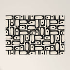 Mid Century Modern Piquet Abstract Multi Geometric Pattern in Black and Almond Cream Welcome Mat Gallery Image 1