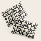 Mid Century Modern Piquet Abstract Multi Geometric Pattern in Black and Almond Cream Pillow Sham Gallery Image 3
