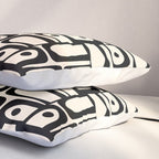 Mid Century Modern Piquet Abstract Multi Geometric Pattern in Black and Almond Cream Pillow Sham Gallery Image 3