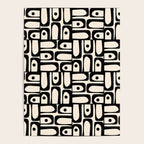 Mid Century Modern Piquet Abstract Multi Geometric Pattern in Black and Almond Cream Poster Gallery Image 4