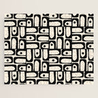 Mid Century Modern Piquet Abstract Multi Geometric Pattern in Black and Almond Cream Jigsaw Puzzle Gallery Image 1
