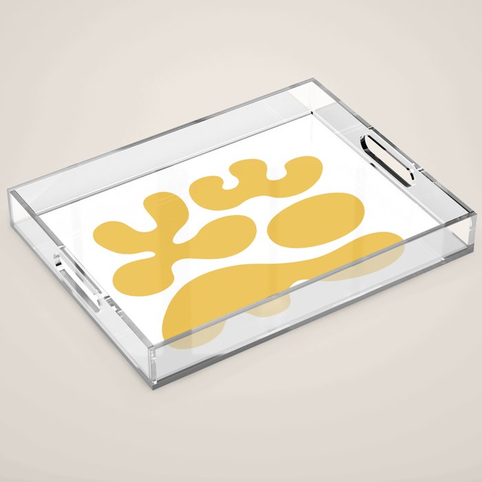 Mid Century Modern Abstract Organic Shapes 337 Yellow Acrylic Tray Gallery Image 1