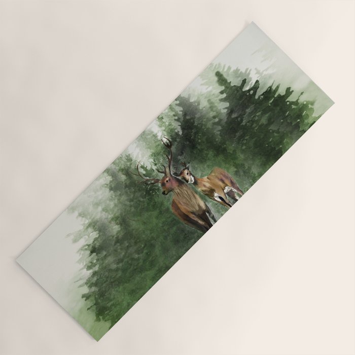 Deers in the Forest Yoga Mat Gallery Image 1