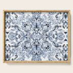 Indigo, Navy Blue and White Calligraphy Doodle Pattern Serving Tray Gallery Image 1