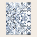 Indigo, Navy Blue and White Calligraphy Doodle Pattern Notebook Gallery Image 4