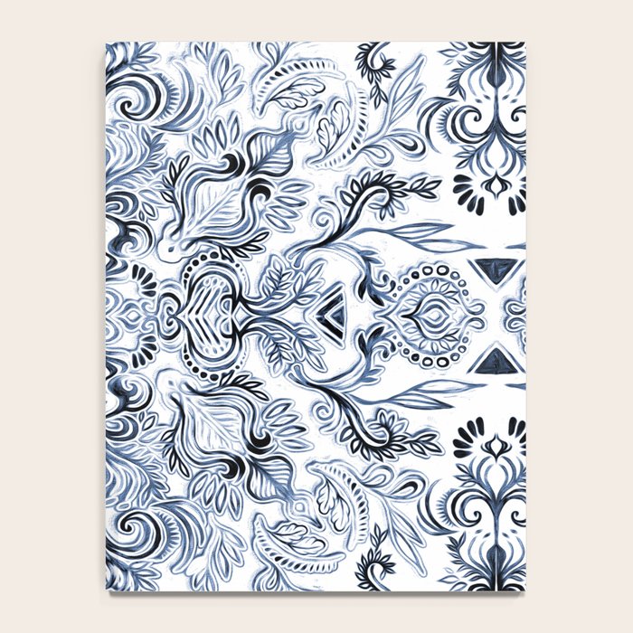 Indigo, Navy Blue and White Calligraphy Doodle Pattern Notebook Gallery Image 4