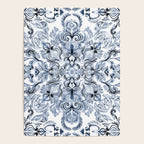Indigo, Navy Blue and White Calligraphy Doodle Pattern Poster Gallery Image 4