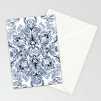 Indigo, Navy Blue and White Calligraphy Doodle Pattern Stationery Card Gallery Image 2