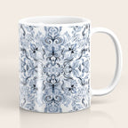 Indigo, Navy Blue and White Calligraphy Doodle Pattern Coffee Mug Gallery Image 1