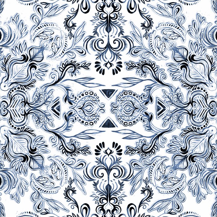 Indigo, Navy Blue and White Calligraphy Doodle Pattern Coffee Mug Gallery Image 2