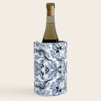 Indigo, Navy Blue and White Calligraphy Doodle Pattern Wine Chiller Gallery Image 2