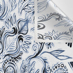 Indigo, Navy Blue and White Calligraphy Doodle Pattern Wall Tapestry Gallery Image 3