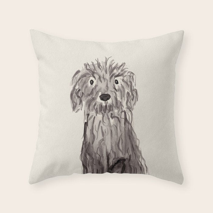 Another oodle dog watercolor painting  Throw Pillow Gallery Image 6