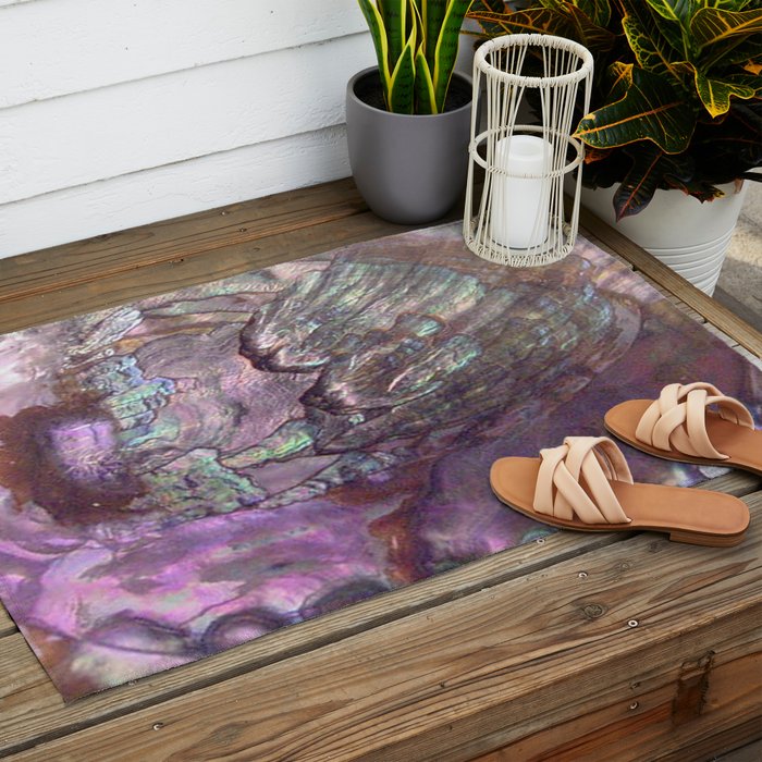 Shimmery Lavender Abalone Mother of Pearl Outdoor Rug Gallery Image 2