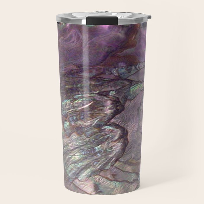 Shimmery Lavender Abalone Mother of Pearl Travel Mug Gallery Image 1