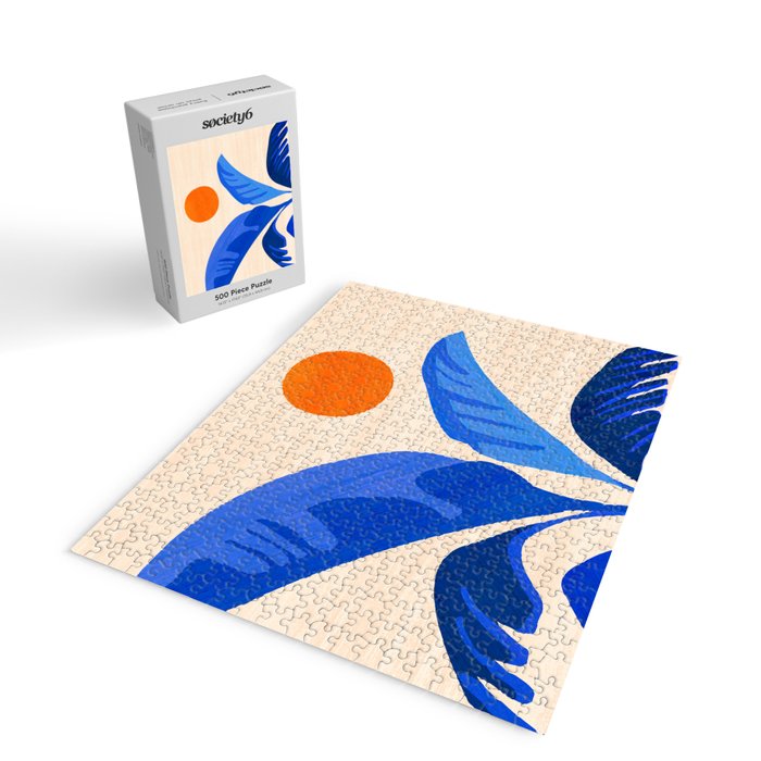 Indigo Tropics - Modern Coastal Design Jigsaw Puzzle Gallery Image 2