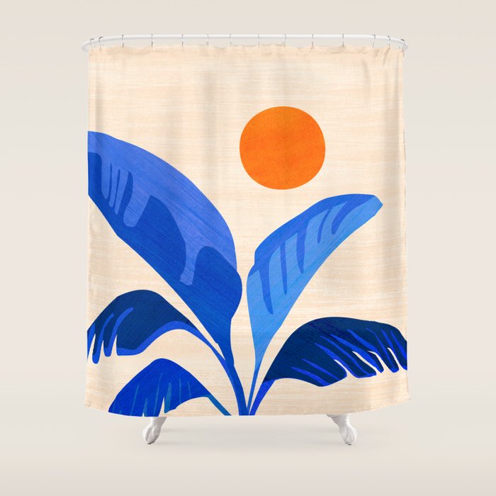 Indigo Tropics - Modern Coastal Design Shower Curtain Gallery Image 1