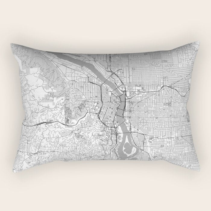 Portland City Map Line Rectangular Pillow Gallery Image 2