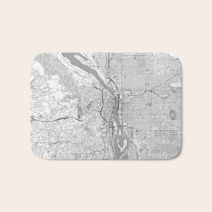 Portland City Map Line Bath Mat Gallery Image 1