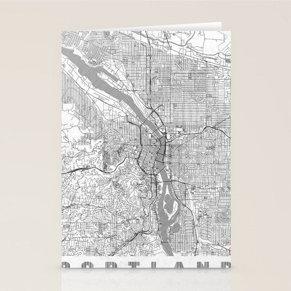 Portland City Map Line Stationery Card Gallery Image 2