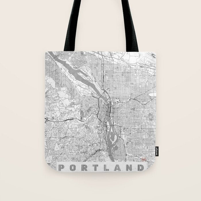 Portland City Map Line Tote Bag Gallery Image 1
