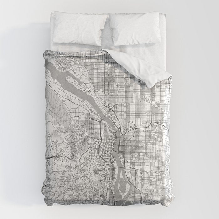 Portland City Map Line Duvet Cover Gallery Image 6