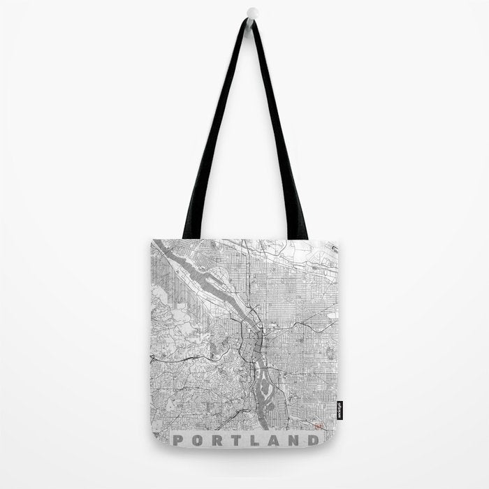 Portland City Map Line Tote Bag Gallery Image 2