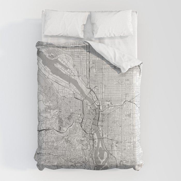 Portland City Map Line Comforter Gallery Image 6