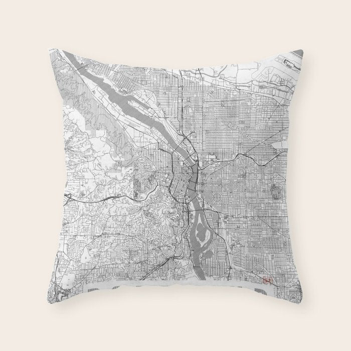 Portland City Map Line Throw Pillow Gallery Image 6