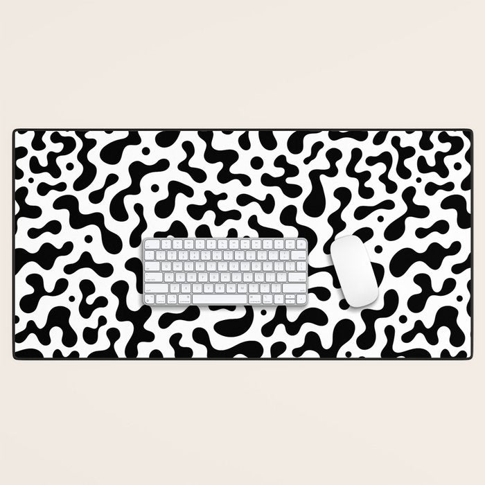 Abstract black organic liquid shape pattern Desk Mat Gallery Image 1