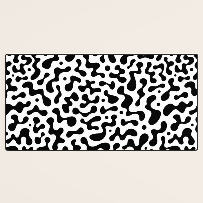 Abstract black organic liquid shape pattern Desk Mat Gallery Image 3