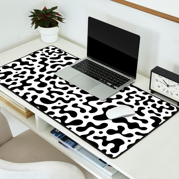 Abstract black organic liquid shape pattern Desk Mat Gallery Image 2