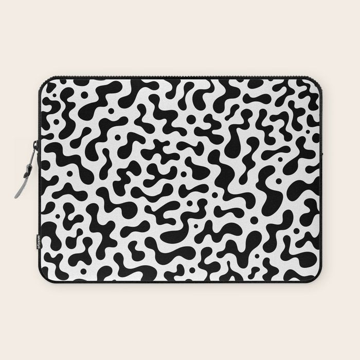 Abstract black organic liquid shape pattern Laptop Sleeve Gallery Image 1