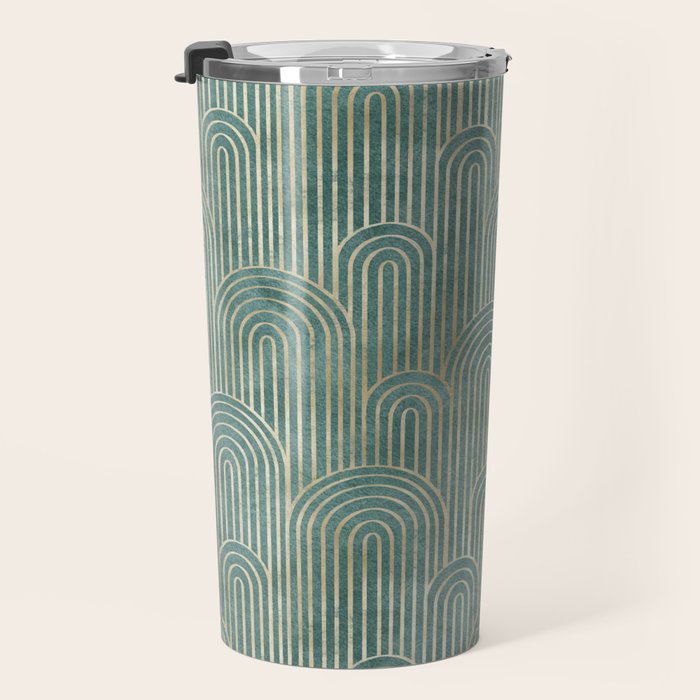 Art Deco Striped Arches Travel Mug Gallery Image 3