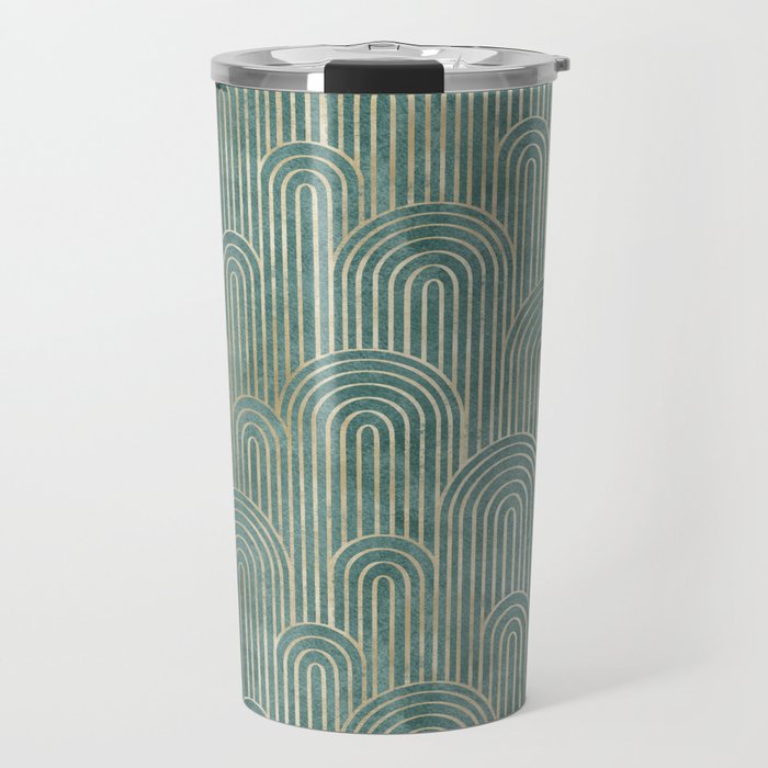 Art Deco Striped Arches Travel Mug Gallery Image 1
