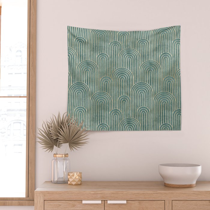Art Deco Striped Arches Wall Tapestry Gallery Image 2