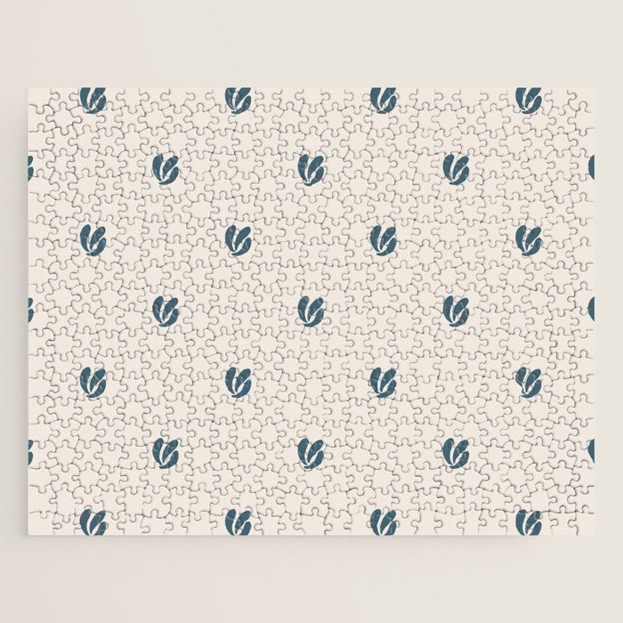 Leafy pattern - teal Jigsaw Puzzle Gallery Image 1