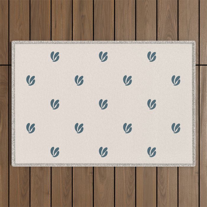 Leafy pattern - teal Outdoor Rug