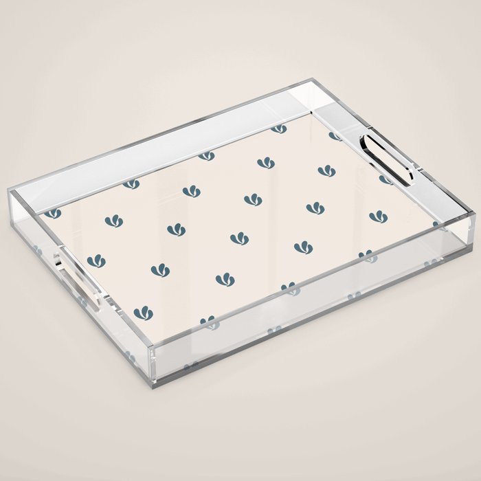 Leafy pattern - teal Acrylic Tray Gallery Image 1