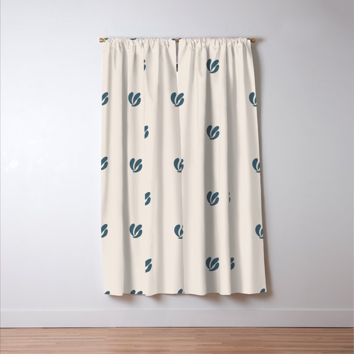 Leafy pattern - teal Window Curtain Gallery Image 3