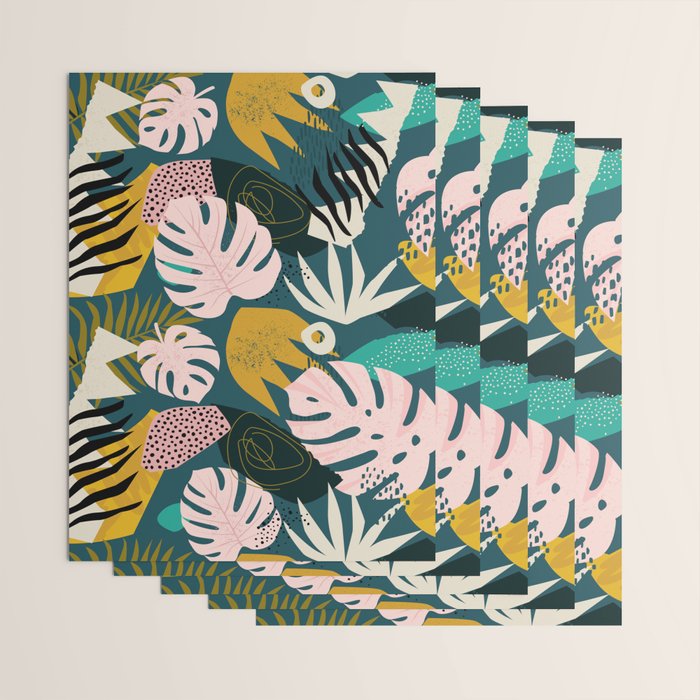 Collage contemporary tribal floral hawaiian pattern. Wrapping Paper Gallery Image 3